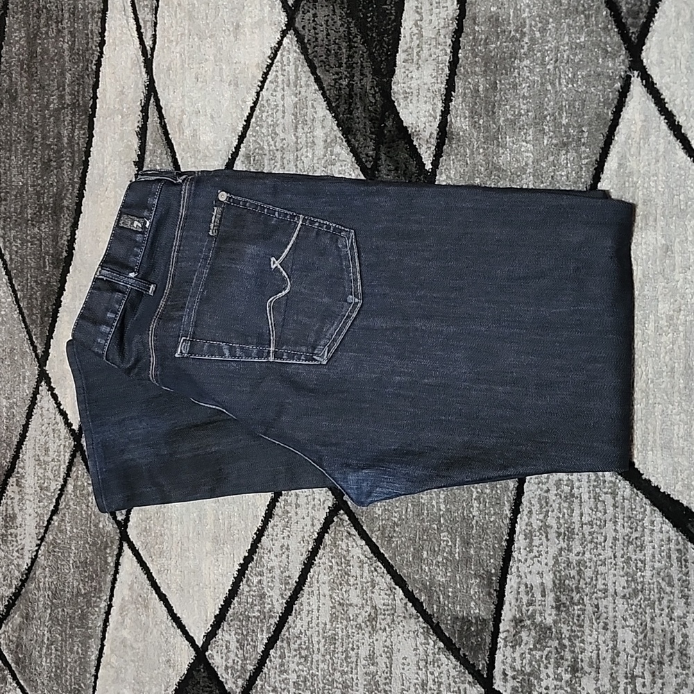 7 FOR ALL MANKIND SLIMMY DARK BLUE WASH EMBROIDERED DENIM JEAN
